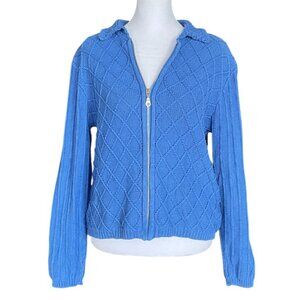 Vintage 90s / Y2K Blue Yarnworks Knit Zip-Up Knit Sweater w/ Collar – Size M